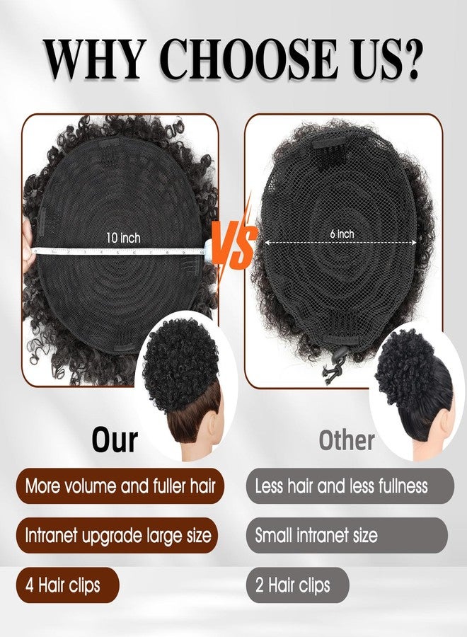 هانيوداي وصلات شعر أفرو قصيرة مجعدة من هانيودي، برباط سحب، للنساء ذوات البشرة السمراء (بني وأسود) - Image 2